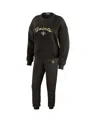Wear By Erin Andrews Women's Black New Orleans Saints Knitted Tri-blend Long Sleeve T-shirt Pants Lounge Set In Black