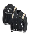 Wear By Erin Andrews Women's Black New Orleans Saints Varsity Lightweight Full-snap Jacket In Black