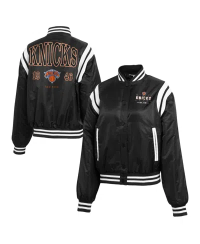 Wear By Erin Andrews Women's Black New York Knicks Full-zip Bomber Jacket