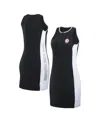 Wear By Erin Andrews Women's Black Los Angeles Dodgers Color Block Quarter-zip Sleeveless Dress In Black,white