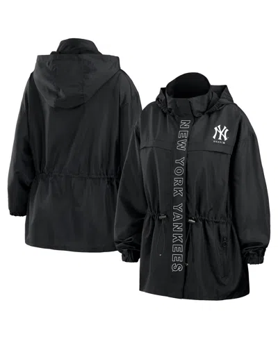 WEAR BY ERIN ANDREWS WOMEN'S BLACK NEW YORK YANKEES FULL-ZIP WINDBREAKER HOODIE JACKET