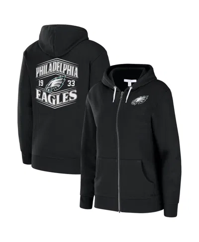 Wear By Erin Andrews Black Philadelphia Eagles Angled Full-zip Hoodie
