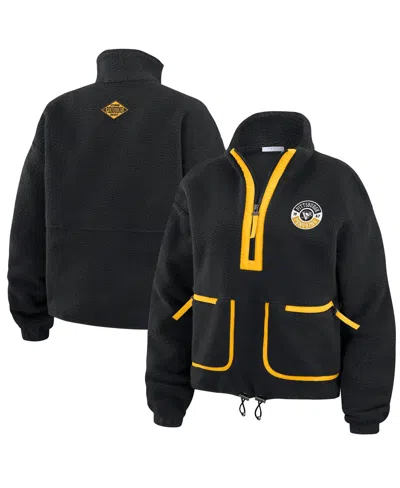 Wear By Erin Andrews Women's Black Pittsburgh Penguins Polar Fleece Half-zip Jacket
