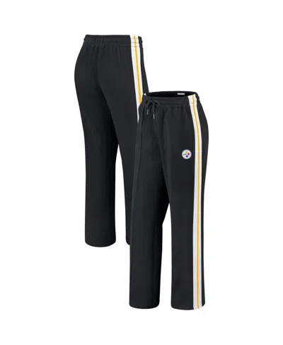 Wear By Erin Andrews Black Pittsburgh Steelers Color-block Straight Leg Pants