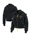 Wear By Erin Andrews Women's Black Pittsburgh Steelers Patch Pocket Cropped Full-zip Bomber Jacket In Black