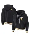 Wear By Erin Andrews Black Pittsburgh Steelers Plus Size Lace-up Pullover Hoodie In Black