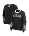 Wear By Erin Andrews Women's Black Pittsburgh Steelers Plus Size Sport Long-sleeve T-shirt In Black