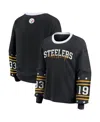Wear By Erin Andrews Women's Black Pittsburgh Steelers Sport Long-sleeve T-shirt In Black