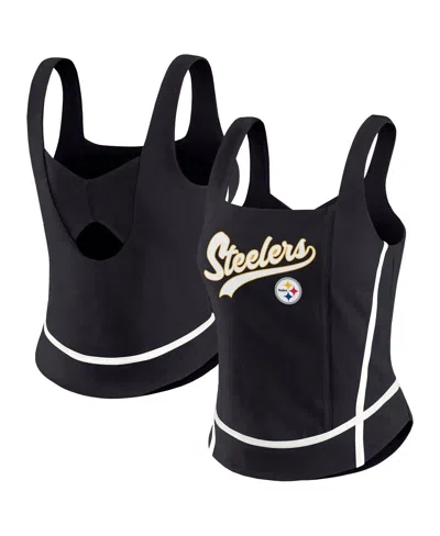 Wear By Erin Andrews Women's Black Pittsburgh Steelers Square Neck Tank Top