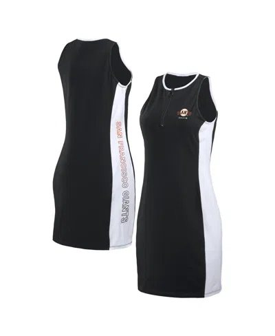 Wear By Erin Andrews Women's Black San Francisco Giants Color Block Quarter-zip Sleeveless Dress