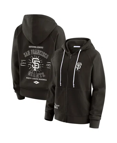 Wear By Erin Andrews Women's Black San Francisco Giants Vintage Full-zip Raglan Hoodie