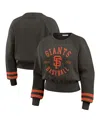Wear By Erin Andrews Women's Black San Francisco Giants Vintage Washed Cropped Pullover Sweatshirt In Black