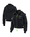 Wear By Erin Andrews Women's Black Seattle Seahawks Patch Pocket Bomber Jacket In Black