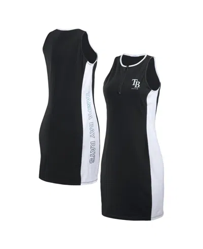 Wear By Erin Andrews Women's Black Tampa Bay Rays Color Block Quarter-zip Sleeveless Dress