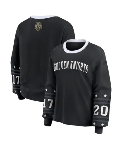Wear By Erin Andrews Women's Black Vegas Golden Knights Long-sleeve Sport T-shirt In Animal Print