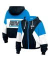 Wear By Erin Andrews Black Carolina Panthers Color Block Full-zip Windbreaker Jacket In Black,blue