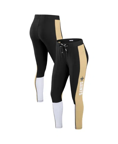 Wear By Erin Andrews Women's Black/gold New Orleans Saints Color-block Leggings