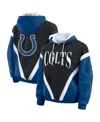 Wear By Erin Andrews Women's Black/royal Indianapolis Colts Plus Size Retro Crinkle Full-zip Hoodie Windbreaker Jacket In Animal Print