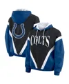 Wear By Erin Andrews Women's Black/royal Indianapolis Colts Retro Crinkle Full-zip Hoodie Windbreaker Jacket In Blue