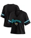 Wear By Erin Andrews Black/white Jacksonville Jaguars Plus Size Color Block Boxy T-shirt In Black