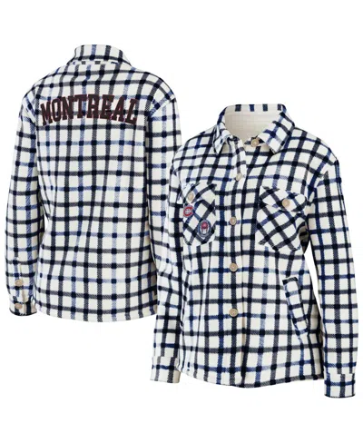 Wear By Erin Andrews Women's Black/white Montreal Canadiens Plaid Button-up Shirt Jacket In Black,white