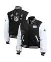 Wear By Erin Andrews Women's Black/white Nfl Varsity Full-zip Jacket In Black,white