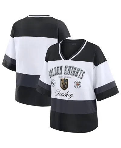 Wear By Erin Andrews Women's Black/white Vegas Golden Knights Jersey Style T-shirt In Multi