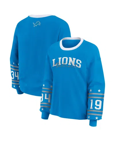 Wear By Erin Andrews Women's Blue Detroit Lions Sport Long-sleeve T-shirt