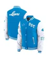 Wear By Erin Andrews Women's Blue Detroit Lions Varsity Full-snap Puffer Jacket In Blue