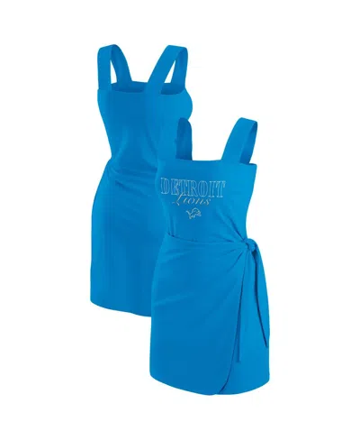 Wear By Erin Andrews Blue Detroit Lions Wrap Dress