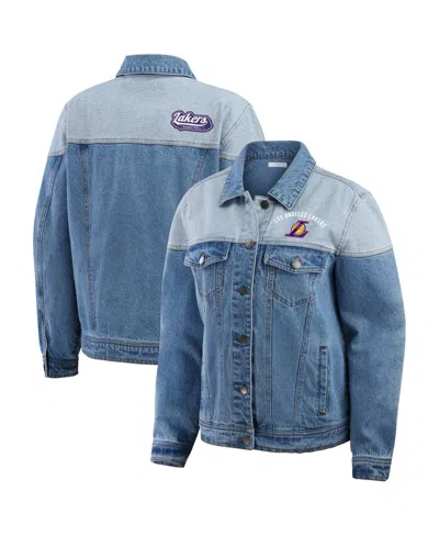 Wear By Erin Andrews Women's Blue Los Angeles Lakers Full-button Denim Jacket