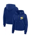 Wear By Erin Andrews Women's Blue St. Louis Blues Waffle-knit Pullover Hoodie In Blue