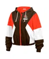 Wear By Erin Andrews Women's Brown Cleveland Browns Color Block Full-zip Windbreaker Jacket In Multi