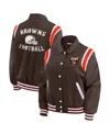 Wear By Erin Andrews Women's Brown Cleveland Browns Varsity Lightweight Full-snap Jacket In Brown