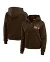 Wear By Erin Andrews Women's Brown Cleveland Browns Waffle Hoodie Pullover Top In Multi
