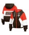 Wear By Erin Andrews Women's Brown/orange Cleveland Browns Color Block Full-zip Windbreaker Jacket In Brown,orange