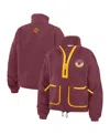 Wear By Erin Andrews Women's Burgundy Washington Commanders Polar Fleece Half-zip Jacket In Burgundy