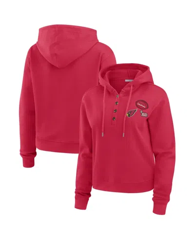 Wear By Erin Andrews Women's Cardinal Arizona Cardinals Waffle Hoodie Pullover Sweatshirt In Multi
