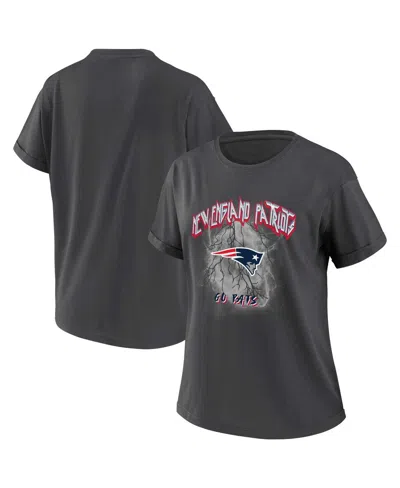 Wear By Erin Andrews Women's Charcoal New England Patriots Boyfriend T-shirt In Gray