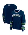 Wear By Erin Andrews Women's College Navy Seattle Seahawks Sport Long-sleeve T-shirt In Blue