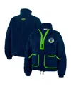 Wear By Erin Andrews College Navy Seattle Seahawks Polar Fleece Half-zip Jacket In Blue