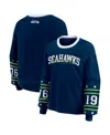 Wear By Erin Andrews Women's College Navy Seattle Seahawks Sport Long-sleeve T-shirt In Blue