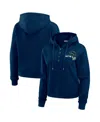 Wear By Erin Andrews College Navy Seattle Seahawks Waffle Hoodie Pullover Top In Blue