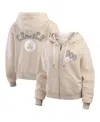 Wear By Erin Andrews Women's Cream Boston Celtics Plus Size Tonal Felt Patch Full-zip Hoodie In Cream
