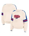 Wear By Erin Andrews Women's Cream Buffalo Bills Stripe Pullover Sweater In Cream