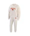 Wear By Erin Andrews Women's Cream Cleveland Browns Knitted Tri-blend Long Sleeve T-shirt Pants Lounge Set In Cream
