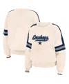 Wear By Erin Andrews Women's Cream Dallas Cowboys Stripe Pullover Sweater In Cream