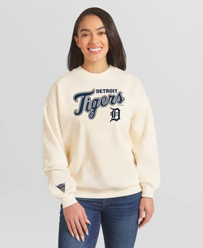 Wear By Erin Andrews Women's Cream Detroit Tigers Heavyweight Crew Neck Sweatshirt In Black