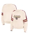 Wear By Erin Andrews Women's Cream Florida State Seminoles Chenille Woven Patch Stripe Pullover Sweater In Cream