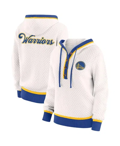 Wear By Erin Andrews Women's Cream Golden State Warriors Plus Size Hoodie Sweater In Multi